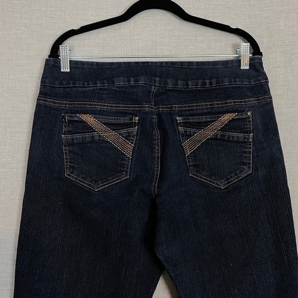 Reitmans Pull On Jeans Sz 13 Straight Leg High Rise Dark Wash Blue - Picture 5 of 7